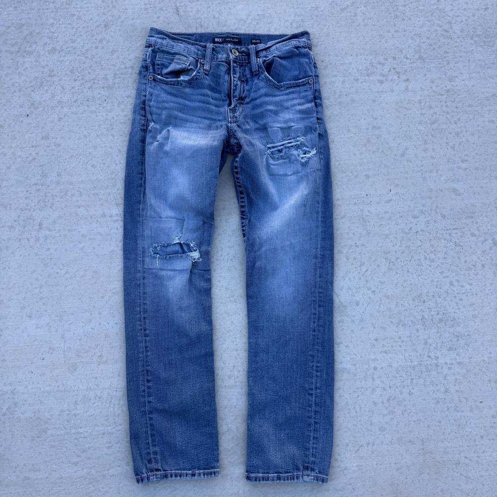 BKE‎ Buckle Jake Mens 32 x 32 Blue Jeans Denim Distressed Straight Faded Western